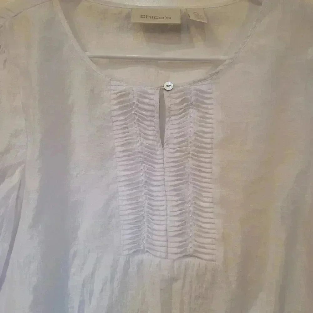 Chicos Women’s Boho Tunic Top White Cotton - Picture 5 of 8